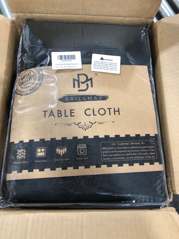 Photo 2 of 6 Pack Black Tablecloths for 6 Foot Rectangle Tables 90 x 132 Inch - 6ft Rectangular Bulk Linen Polyester Fabric Washable Long Table Clothes for Wedding Reception Banquet Party Buffet Restaurant Black 90x132 In, 6 Pack