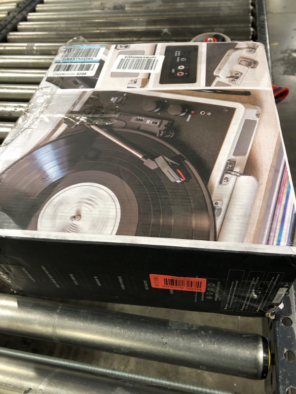 Photo 4 of Crosley CR8005F-WS Cruiser Plus Vintage 3-Speed Bluetooth in/Out Suitcase Vinyl Record Player Turntable, White Sand Bluetooth In/Out White Sand