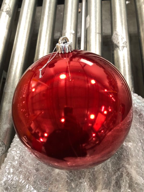 Photo 2 of 8" Extra Large Outdoors Christmas Balls Ornaments Jumbo Oversized Christmas Tree Decorations Giant Hanging Xmas Plastic Balls Ornaments for Lawn Yard Decoration(RED)