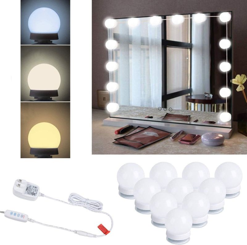 Photo 1 of 10 Bulbs Dimmable Lights Stick On, 3 Colors Makeup Light, Vanity Lighting Fixtures for Hollywood Mirror(No Mirror Included)
