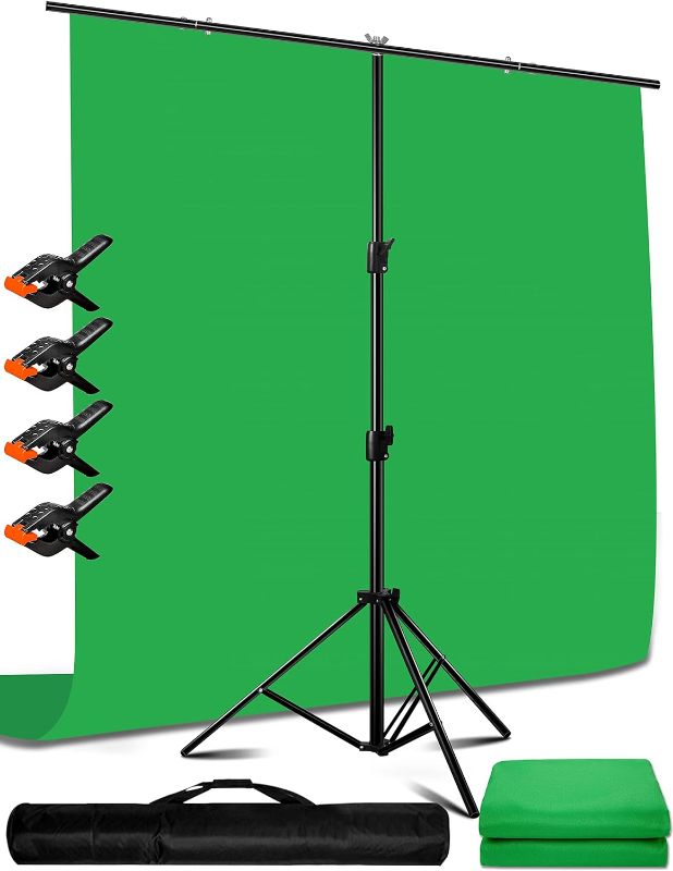 Photo 1 of  Green Screen Backdrop  with Stand kit for Streaming,  Green Sreen Stand with Green Backdrop for Photography,Green Screen Backdrop with Stand for Gaming
