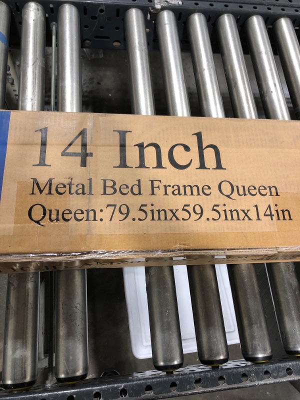 Photo 1 of MAF 14 Inch Queen Metal Platform Bed Frame with Round Corner Legs, 3000 LBS Heavy Duty Steel Slats Support, Noise Free, No Box Spring Needed, Easy Assembly