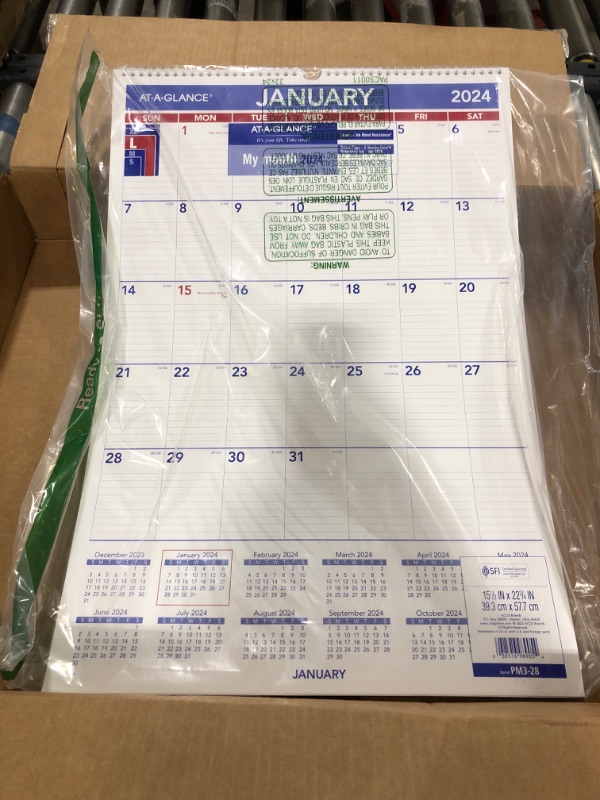 Photo 3 of AT-A-GLANCE 2024 Wall Calendar, 15-1/2" x 22-3/4", Large, Spiral Bound, Monthly (PM32824) Large 2024 New Edition