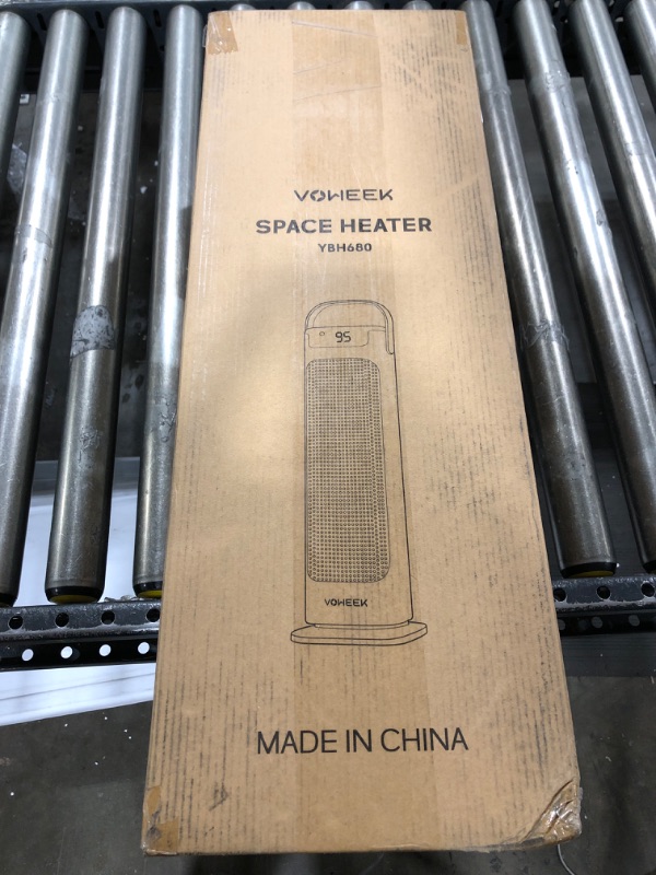 Photo 1 of 24" Space Heater, Voweek 1500W PTC Fast Heating Ceramic Heater for Office, Large Room, Indoor Use, Bedroom, Electric Heater with Thermostat, Remote, 3 Modes, ETL Certified, 12H Timer, 90° Oscillating Black