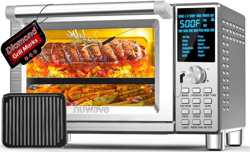 Photo 1 of  NUWAVE Bravo Air Fryer Convection Oven Countertop, 112-in-1 Smart Grill Combo w/10 Toaster Settings, Finer Control of 5 Heaters&Fan Speed, 5X Nonstick Durable Accs, Auto Preheat, Stainless Steel, 30QT