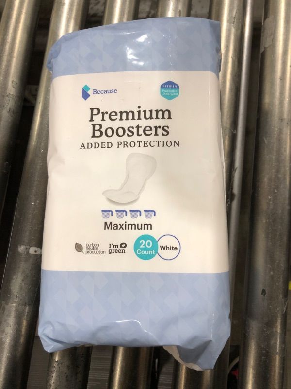 Photo 1 of Because Premium Incontinence Boosters - Add Extra Absorbency to Adult Diapers - Super Absorbent, Soft, Contoured Fit - Unisex - 20 Boosters 20 Count (Pack of 1)