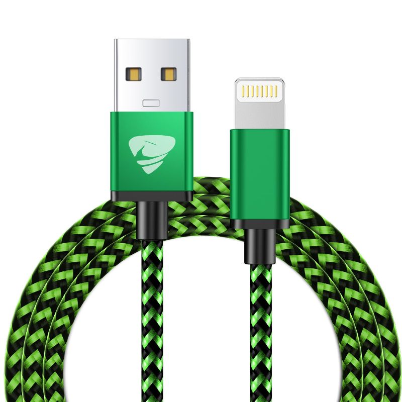 Photo 1 of 2 WXX 6Ft Phone Charger Cable, [MFi Certified] Lightning Cable Nylon Braided iPhone Charger Cord Fast Charging&Syncing for iPhone 14/13/12/11Pro Max/11Pro/11/XS/Max/XR/X/8/8P/7 Black Green 