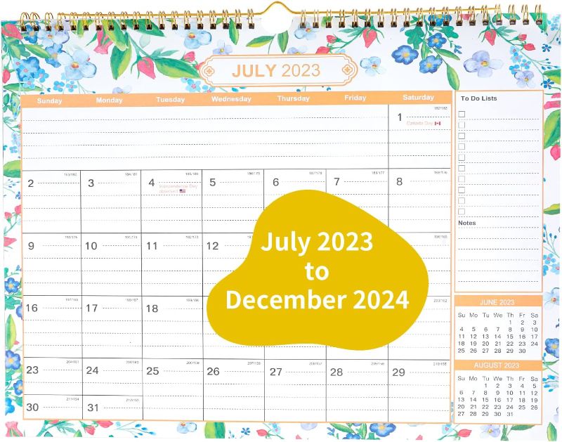 Photo 1 of  2 Desk Calendar 2023-2024,Wall Calendar from Jul. 2023 to Dec. 2024,14.5" x 11" Calendar 18 Monthly Calendar,Hanging Calendar to Track for Anniversaries & Appointments 