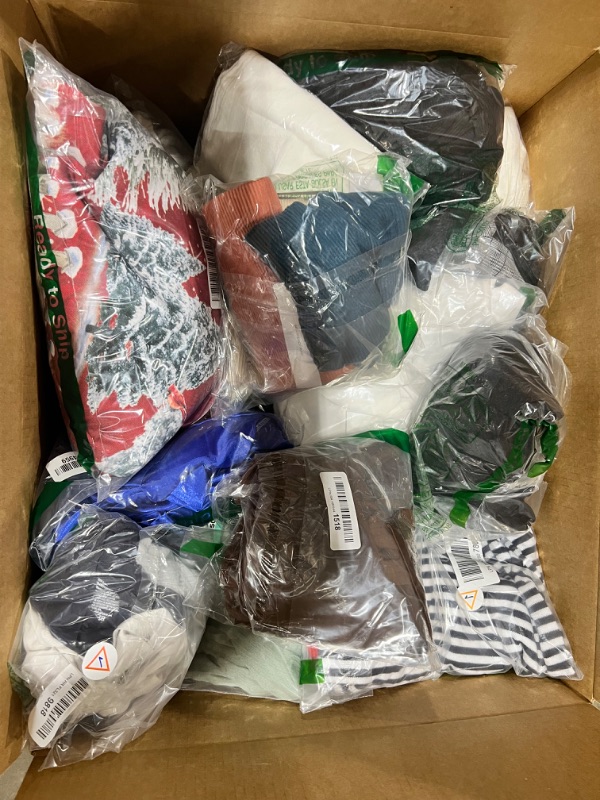 Photo 1 of Box lot of new clothes, clothes are mixed genders and sizes, some items may be damaged. sold as is
