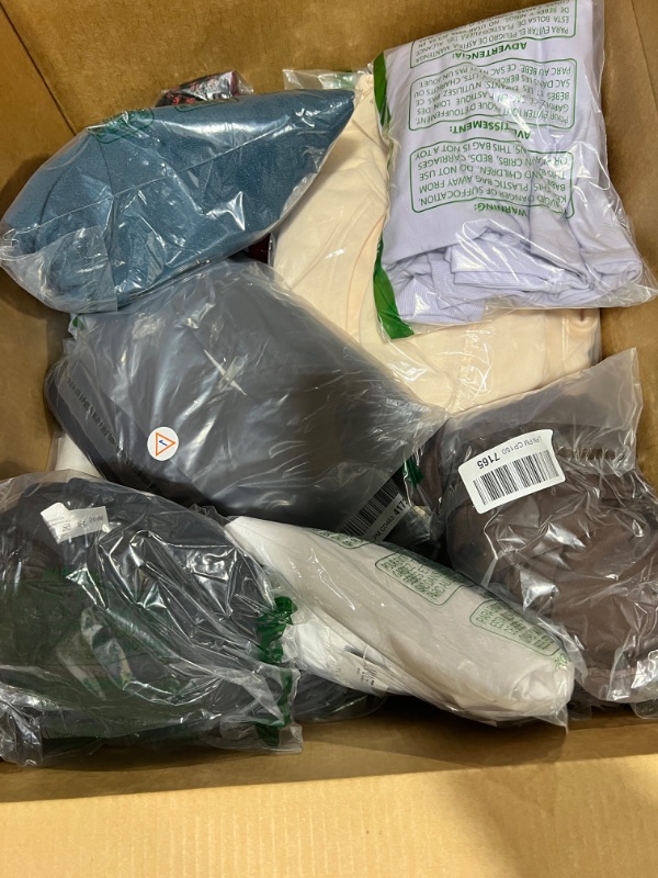 Photo 5 of Box lot of new clothes, clothes are mixed genders and sizes, some items may be damaged. sold as is
