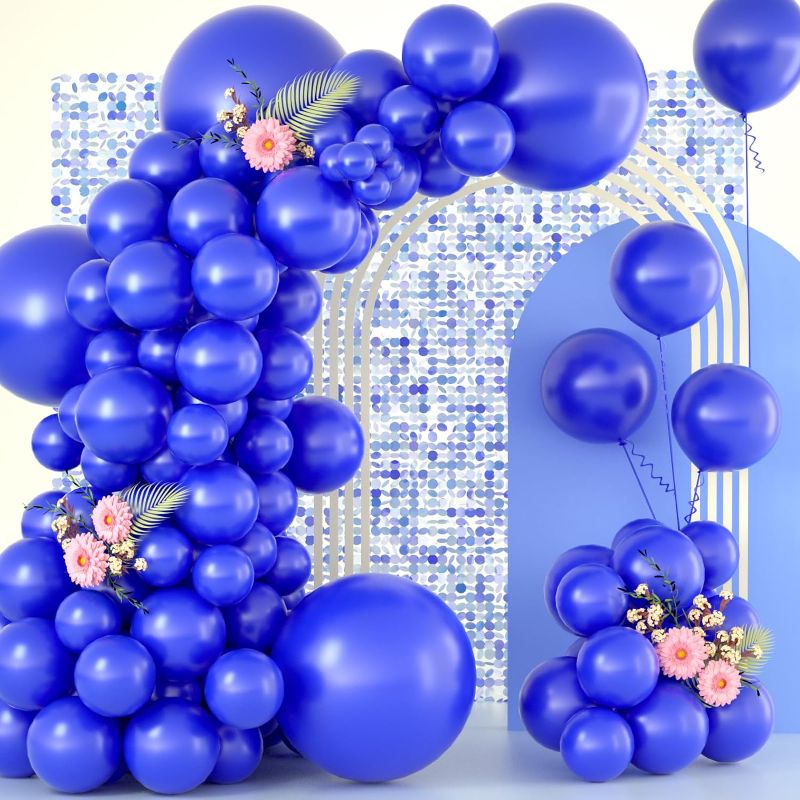 Photo 1 of Freechase 154pcs Royal Blue Party Latex Balloons of Different Sizes 18/12/10/5inch Royal Blue Balloons with Royal Blue Ribbon Balloon Chain for Birthday Baby Shower Wedding Balloon Arch Kit Decoration

