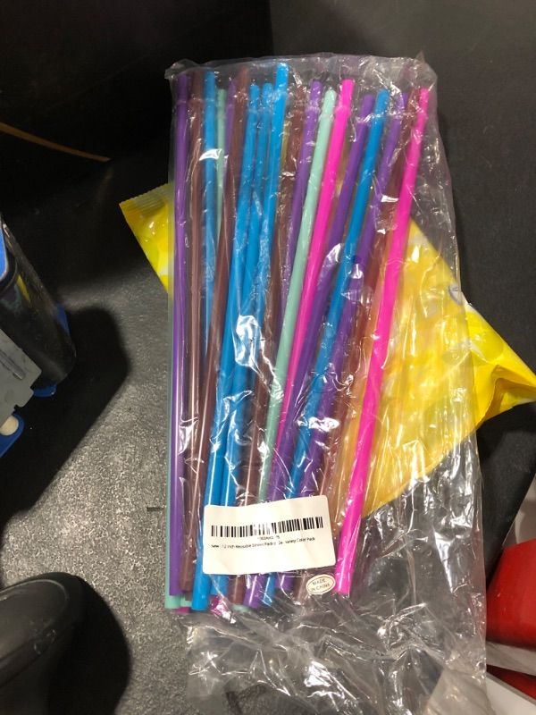 Photo 2 of 12 Inch Reusable Straws Pack of 24 - Variety Color Pack