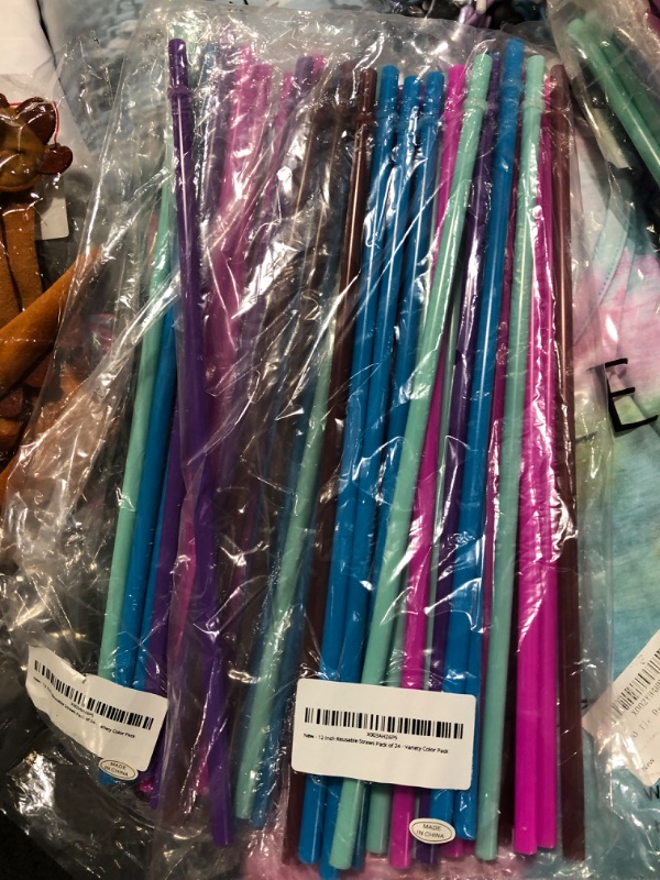 Photo 2 of 2 PACK 12 Inch Reusable Straws Pack of 24 - Variety Color Pack