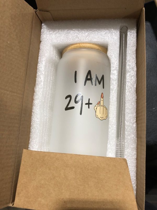 Photo 2 of 30th Birthday Gifts for Her - Happy 30th Birthday Decorations for Women - 30 Birthday Gifts for Women - Funny 1993 30 Year Old Birthday Gifts for Wife, Friend, Coworker, Sister - 16 Oz Can Glass I am 29+