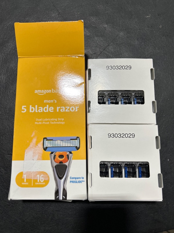 Photo 2 of Amazon Basics 5-Blade MotionSphere Razor for Men with Dual Lubrication and Precision Trimmer, Handle & 16 Cartridges (Cartridges fit Amazon Basics Razor Handles only) (Previously Solimo) Handle + 16 Refills (Razor)