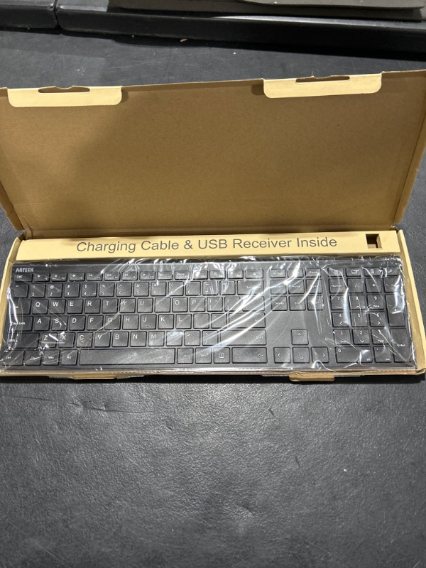 Photo 2 of Arteck HW193 USB Wireless Keyboard Stainless Steel Ultra Slim Full Size Keyboard with Numeric Keypad for Computer/Desktop/PC/Laptop/Surface/Smart TV and Windows 11/10/8 Built in Rechargeable Battery