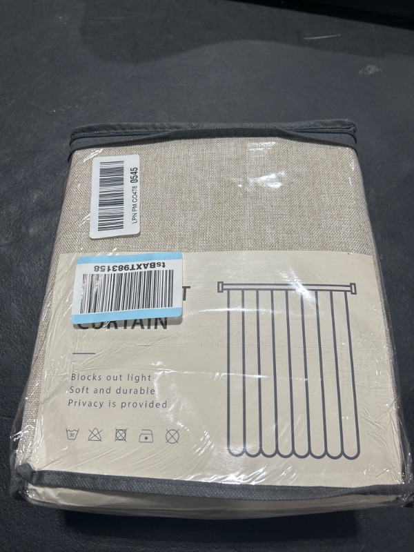 Photo 2 of 100% Blackout Shield Linen Blackout Curtains 120 Inches Long 2 Panels Set, Clip Rings/Rod Pocket Blackout Curtains, Black Out Curtains & Drapes for Bedroom, 50 inches Wide Each Panel, Oatmeal 05 Oatmeal 50''W x 120''L