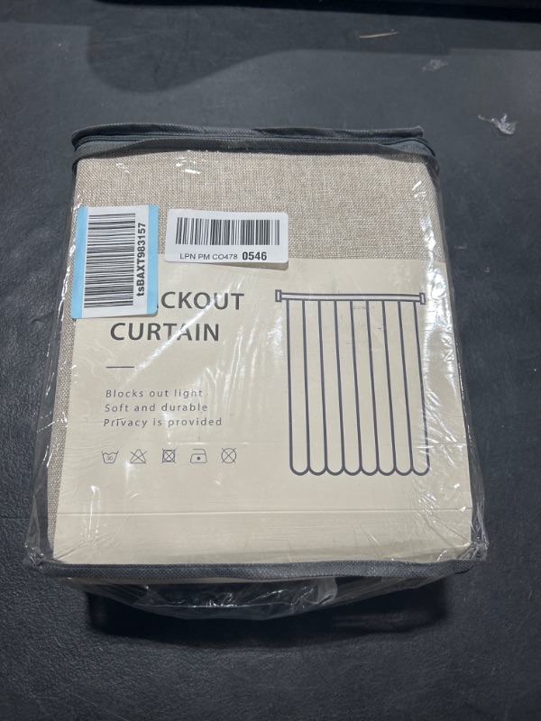 Photo 2 of 100% Blackout Shield Linen Blackout Curtains 120 Inches Long 2 Panels Set, Clip Rings/Rod Pocket Blackout Curtains, Black Out Curtains & Drapes for Bedroom, 50 inches Wide Each Panel, Oatmeal 05 Oatmeal 50''W x 120''L