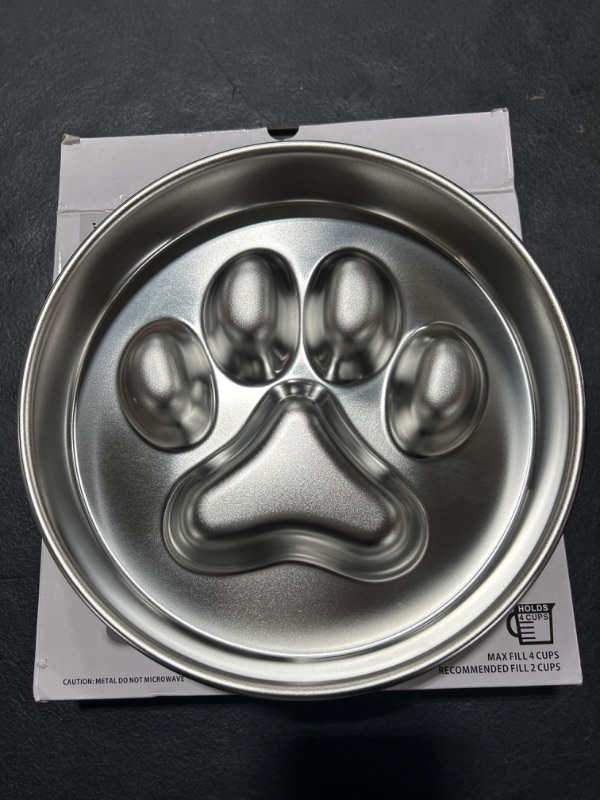 Photo 2 of AIPERRO Slow Feeder Dog Bowls 304 Stainless Steel, 2 Cups Metal Dog Food Bowls, Dog Water Bowl for Small & Medium Sized Dogs, Fun Bloat Stop Pet Bowl for Fast Eaters