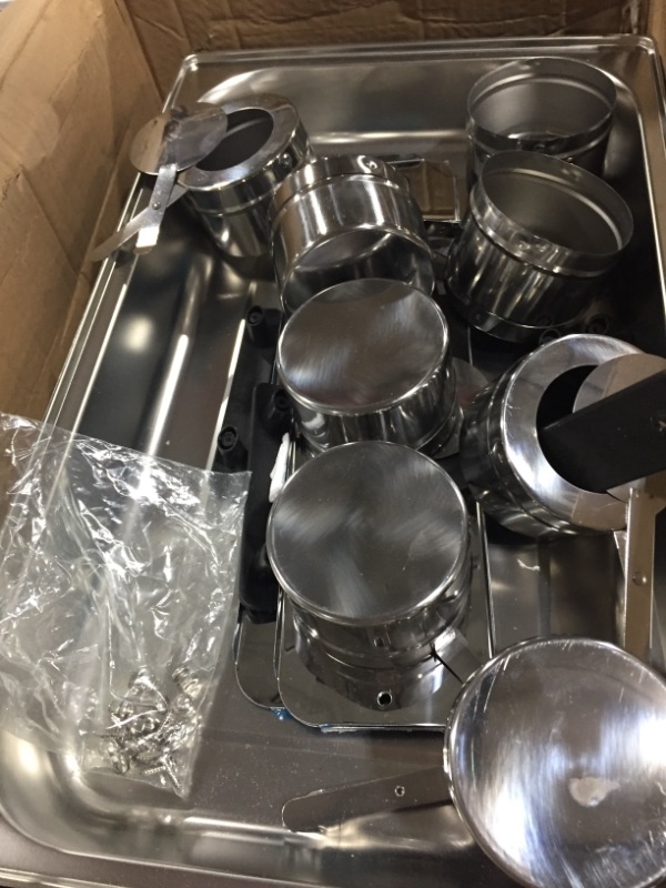 Photo 1 of BriSunshine 4 Packs 8 QT Chafing Dish Buffet Set, Stainless Steel Rectangular Buffet Warmer for Parties with Foldable Frame Pans Lids, Full Size Chafing Dishes Food Warmers for Buffet Weddings Events