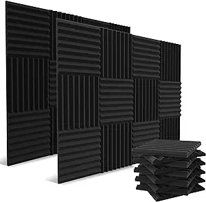 Photo 1 of 52 Pack Acoustic Panels 1 X 12 X 12 Inches - Acoustic Foam - High Density- Soundproof Studio Wedges - Charcoal
