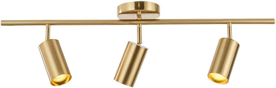 Photo 1 of BOKT Brushed Brass Gold 3-Lights LED Adjustable Track Lighting Kit Mid Century Modern 3 Way Flush Mount Ceiling Spotlight Kitchen Track Ceiling Light Fixture