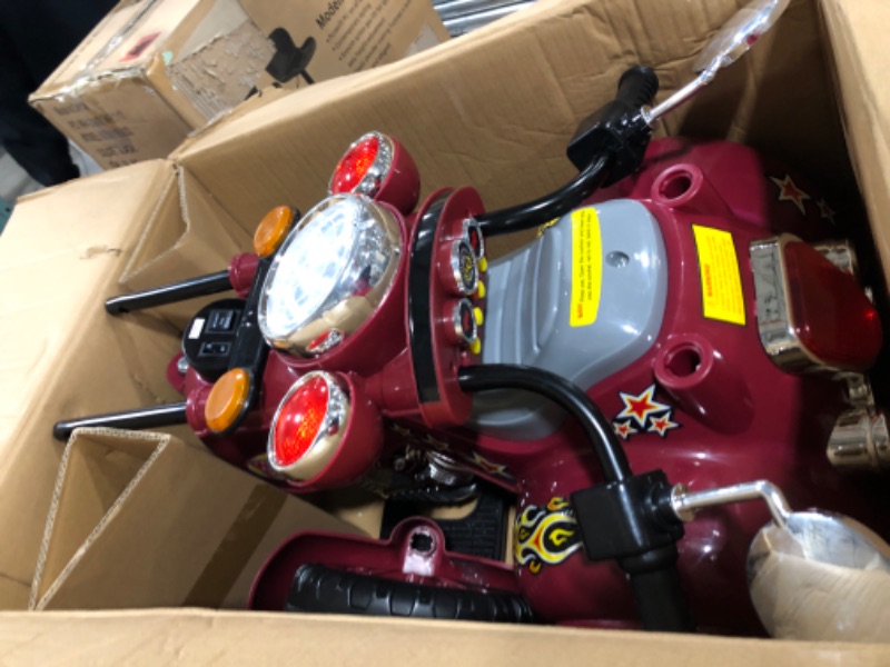 Photo 2 of Kids Motorcycle Ride On Toy – 3-Wheel Chopper with Reverse and Headlights - Battery Powered Motorbike for Kids 3 and Up by Lil’ Rider (Maroon) 34"Lx22"Wx25.5H