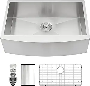 Photo 1 of 36 Farmhouse Kitchen Sink - Kichae 36 Inch Apron Front Sink Farm Kitchen Sink Stainless Steel 16 Gauge Single Bowl Farm Style Kitchen Sink Basin
