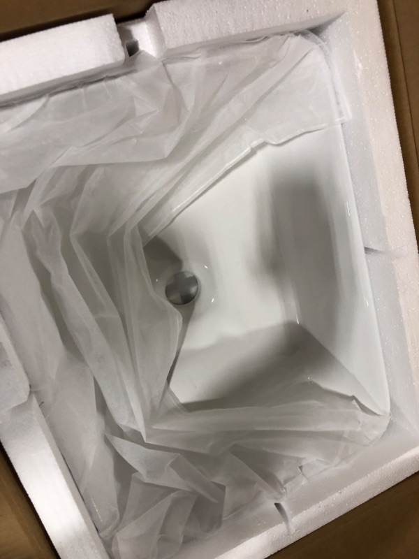 Photo 1 of Couoko 19"x15" Rectangular Bathroom Sink Modern Rectangular Above Counter White Porcelain Ceramic Vessel Vanity Sink Art Basin With Faucet Hole 19"x15" White with Hole