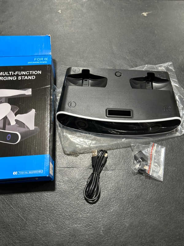 Photo 2 of Keten Play-Station VR2 Controller Charging Dock, PS-VR2 Charging Station with Type-C Adapter, Dual PS-VR2 Controller Charging Stand, PS5 Accessories with Headset Holder, LED Indicator