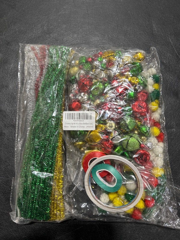 Photo 2 of 1000 Pieces Christmas Jingle Bells for Craft Small Christmas Bell Colored Jingle Bell Christmas Tree Decor Bells with 50 Pieces Chenille Stems Cleaners 25 Yards Green Ribbons for Christmas Decor 6mm