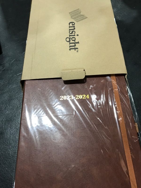 Photo 1 of 2023-2024 Daily Leather Planner Weekly Monthly - ENSIGHT Large Academic Planner Men or Women (8.5 x 11"), Business Personal or Student with Pen Holder, Bookmark, Notes Pages, Thick Paper, Runs July 2023 - June 2024 (Brown) Brown New Edition
