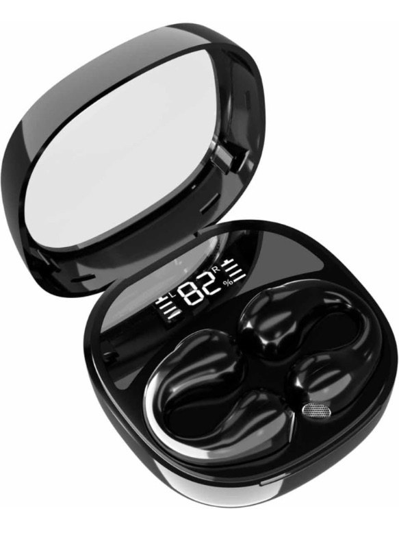 Photo 1 of GLOGO Clip-On Open Ear Headphones, Wireless Earbuds Bluetooth 5.3, Clip Earbuds with Digital Display Charging Case 80 Hours Playtime, IPX5 Waterproof Sports Earbuds for Cycling Running Work, Black