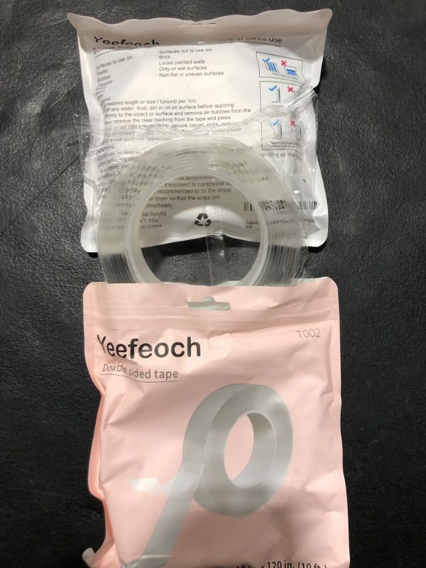 Photo 2 of Yeefeoch Double Sided Tape Heavy Duty, Adhesive mounting Picture Hanging Strips Adhesive DIY Nano Tape for Wall Heavy Tape, T002 ?Double Sided Tape Heavy Duty (M, 0.07 in*1.18 in*10 Feet)
BUNDLE OF TWO