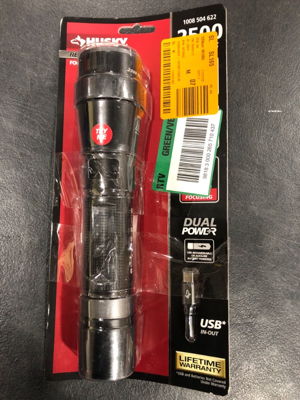 Photo 1 of 2500 Lumens Dual Power LED Rechargeable Focusing Flashlight with Rechargeable Battery and USB-C Cable Included
