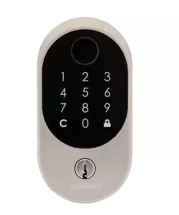 Photo 1 of Hubspace Satin Nickel Round Biometric Fingerprint Electronic Touchpad Deadbolt
