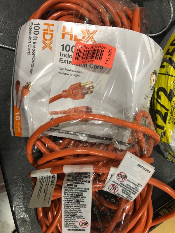 Photo 1 of 100 ft. 16/3 Light Duty Indoor/Outdoor Extension Cord, Orange
