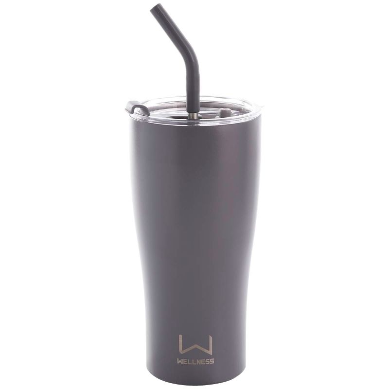 Photo 1 of  no lid or straw -Stainless Steel Double Wall 30oz. Tumbler W/ Straw - Powder Grey - no lid or straw
