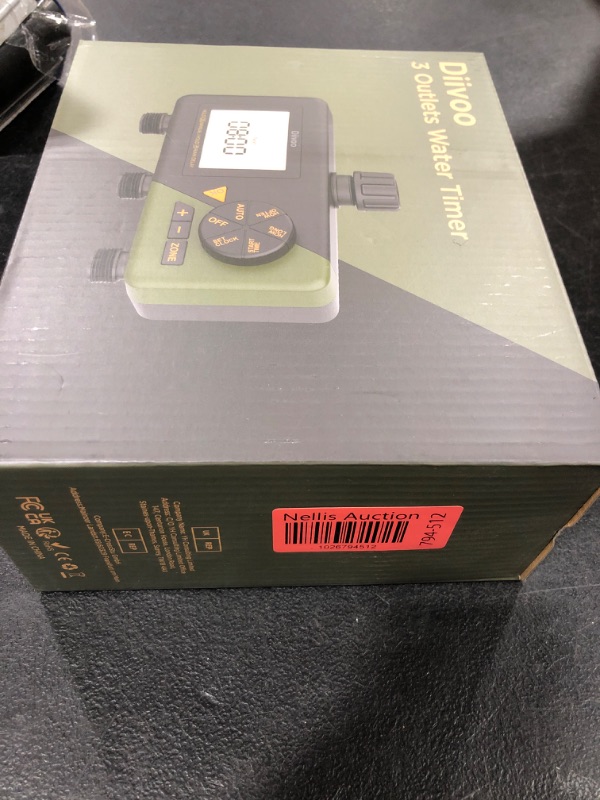 Photo 1 of Sprinkler Timer 3 Zone, Diivoo Water Hose Timer 3 Outlet for Garden, Programmable Automatic Irrigation Timer IP54 with Rain Delay and Manual/Auto Mode Watering for Lawn, Yard, Pool