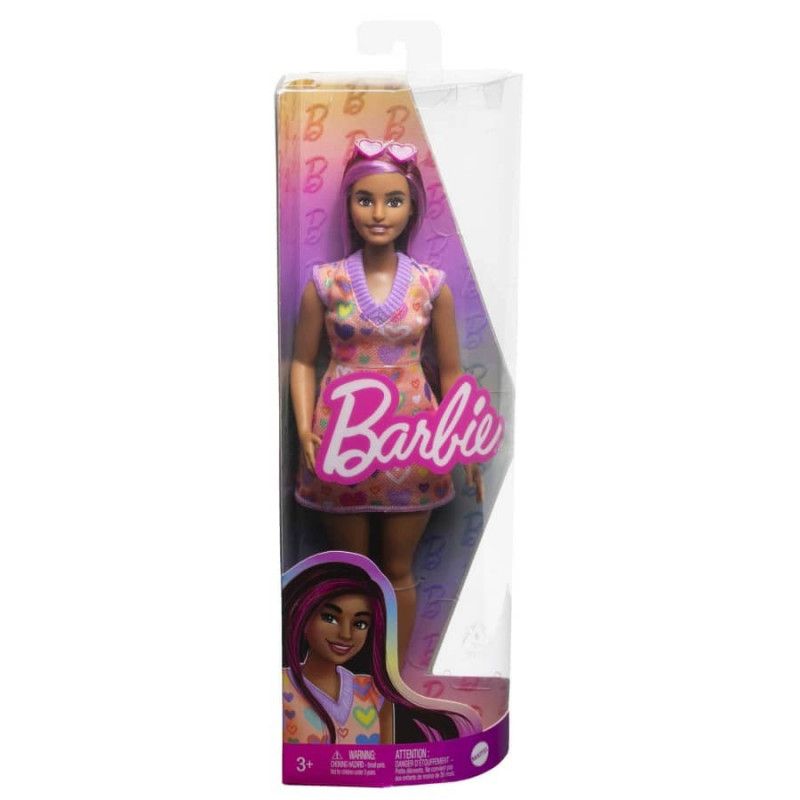 Photo 1 of Barbie Fashionistas Doll 207 with Pink-Streaked Hair and Heart Dress - Multi-Color