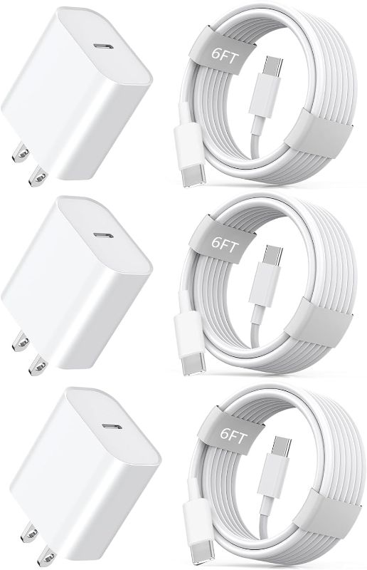 Photo 1 of [MFi Certified] iPhone 15 Charger,3Pack 20W iPad Pro Fast Wall Charger Power Adapter,USB C Charger Block with 6FT USB-C to C Cable for iPhone 15/15 Plus/15 Pro/15 Pro Max,iPad Pro/Air/Mini/Air4 