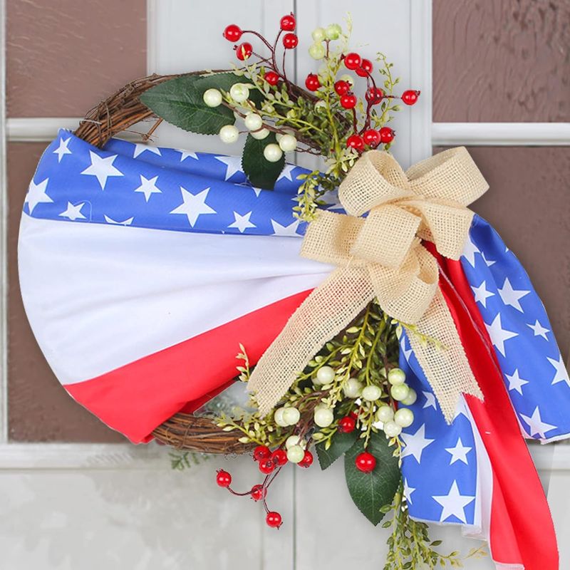 Photo 1 of 20Inch Patriotic Burlap Wreath (Red) 