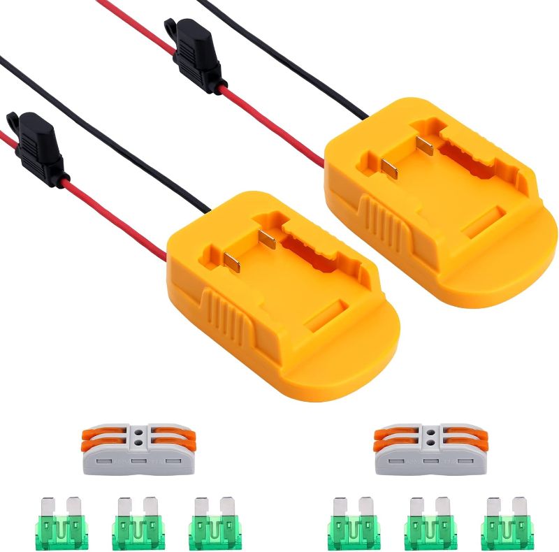 Photo 1 of 2 Packs Power Wheels Battery Adapter Compatible with Dewalt 20V Battery, Battery Converter with Fuses & Wire Terminals, for DIY Use Rc Car Robotics Rc Truck 