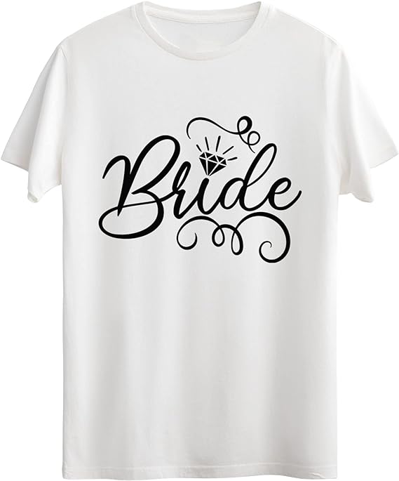 Photo 1 of Bride Wedding Honeymoon Graphic Top Tees Short-Sleeve Shirt Cotton Printed Tshirt for Women Size XL 