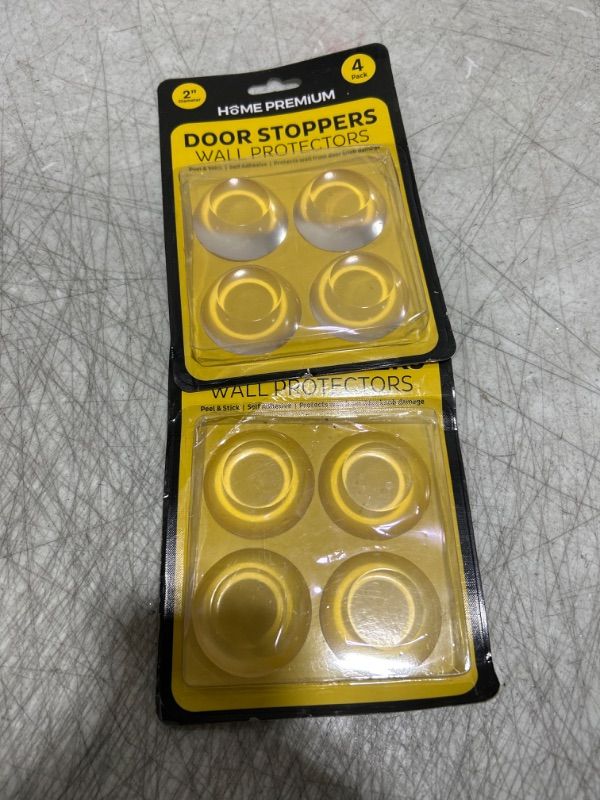 Photo 2 of 2 PACK - Door Stoppers Wall Protector - Durable Door Stops for Wall with Strong Adhesive - Easy to Install Wall Protectors from Door Knobs Damage (4 Pack, Clear)

