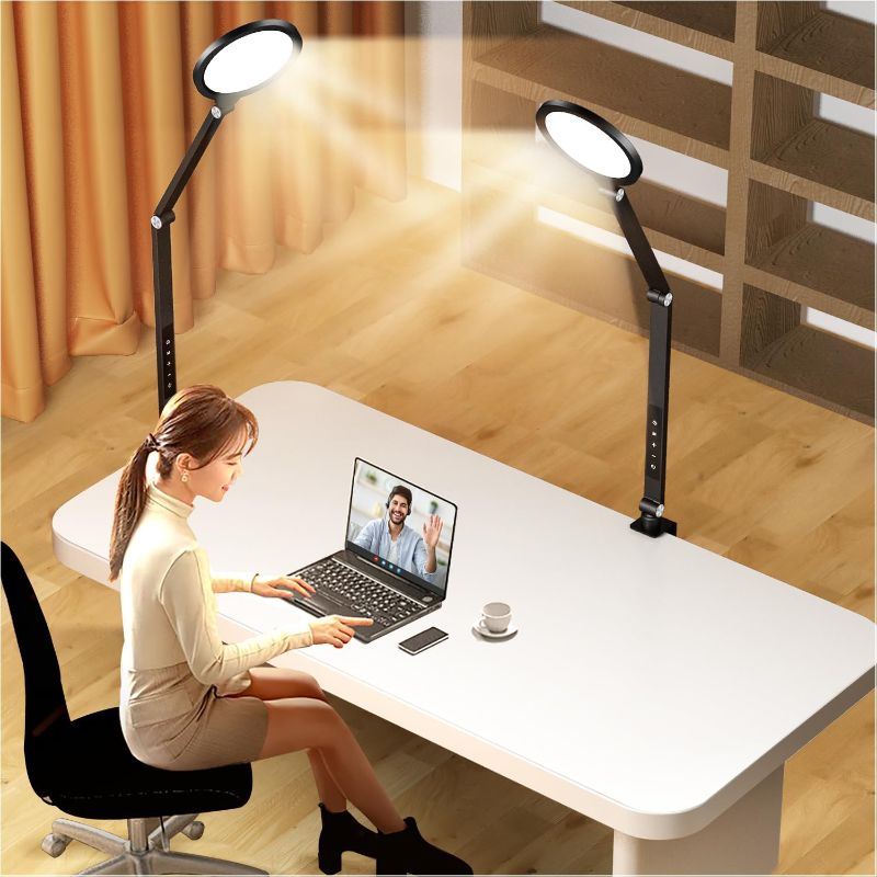 Photo 1 of Desk Ring Light for Video Conference Lighting, Zoom Lighting for Computer with 15W I 3000-6500K I Soft on Eyes I Video Calls Task Workbench Drafting Remote Work, Swing Arm Desk Lamps for Home Office