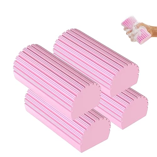 Photo 1 of 4-Pack Damp Clean Duster Household Cleaning Sponges Dust Cleaning Sponges for Scrubbing Blinds Skirting Boards Window Panes Ceiling Fans Ventilation Vents Reusable Sponge Cleaning Tool Easy Rinsing