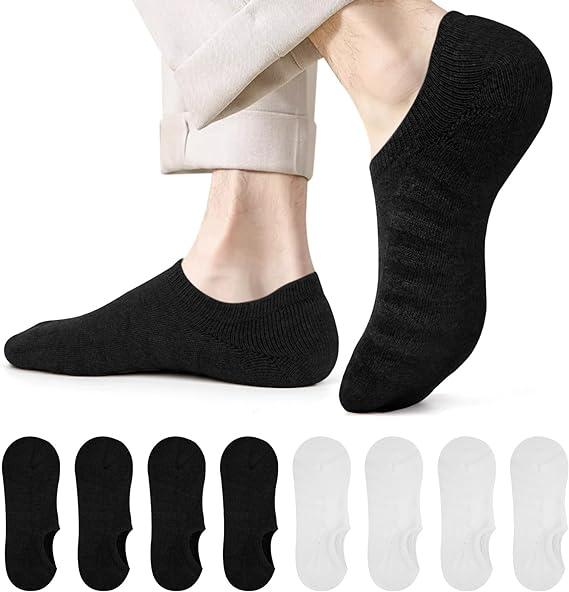 Photo 1 of Chalier Apparel Mens No Show Socks Casual Invisible Cotton Socks Ankle Low Cut Socks for Men with Non Slip Grips
