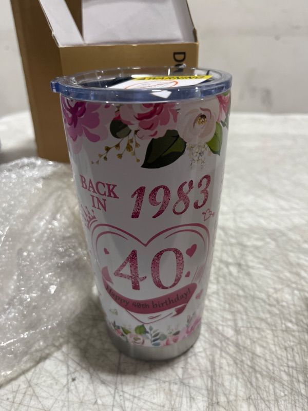 Photo 1 of 40th Birthday Gifts for Women, Funny Turning 40 Year Old Birthday Gift Ideas for Best Friends, Mom, Daughter, Wife, Coworkers Back in 1983 Birthday Present for Her, 20oz Stainless Steels Tumbler