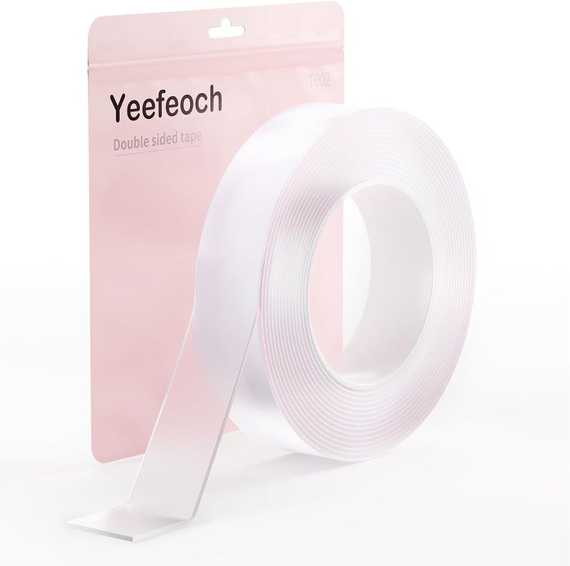 Photo 1 of 2 PACK - Yeefeoch Double Sided Tape Heavy Duty, Adhesive mounting Picture Hanging Strips Adhesive DIY Nano Tape, T002, (M, 0.07 in*1.18 in*10 Feet)
